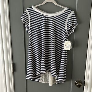 Altar'd State Navy and White Striped Blouse Size Medium New!
